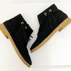 🤍Kate Spade Black suede Ankle Booties with Tassels